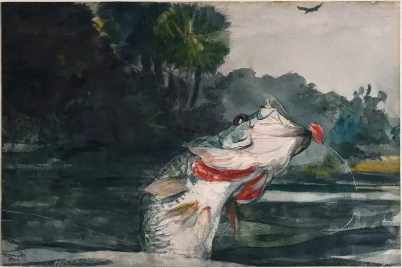 Life-Size Black Bass Wall Art by Winslow Homer - High-Resolution Digital Print