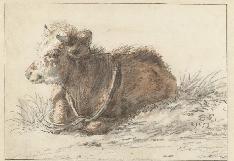Liggend kalf, naar links gekeerd Wall Art by Cornelis Saftleven - High-Resolution Digital Print