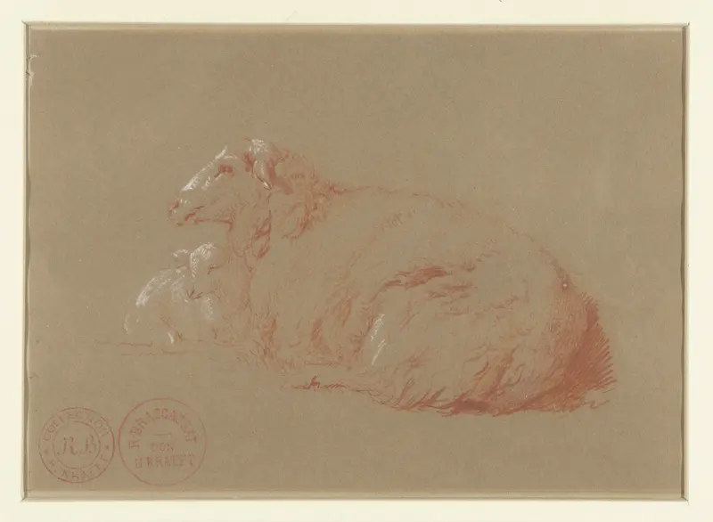 Liggend schaap met lam Wall Art by Jacques Raymond Brascassat - High-Resolution Digital Print