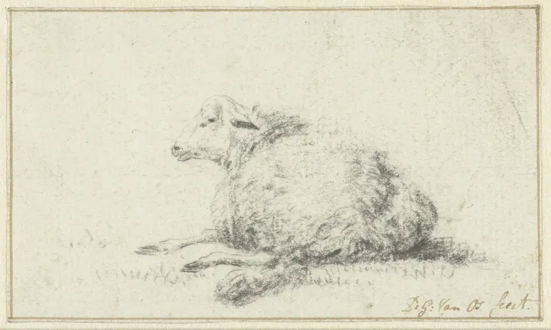 Liggend schaap, schuin van achteren Wall Art by Pieter Gerardus van Os - High-Resolution Digital Print