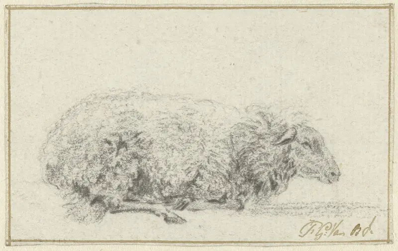 Liggend schaap, van opzij, naar rechts Wall Art by Pieter Gerardus van Os - High-Resolution Digital Print