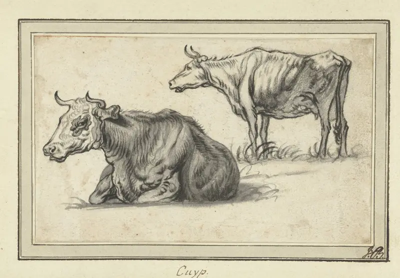 Liggende en een staande koe Wall Art by Aelbert Cuyp - High-Resolution Digital Print