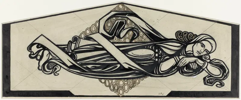 Liggende figuur voor een ornamentale ruit Wall Art by Richard Nicolaüs Roland Holst - High-Resolution Digital Print