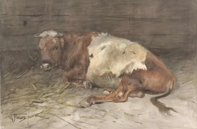 Liggende jonge stier Wall Art by Unknown - High-Resolution Digital Print