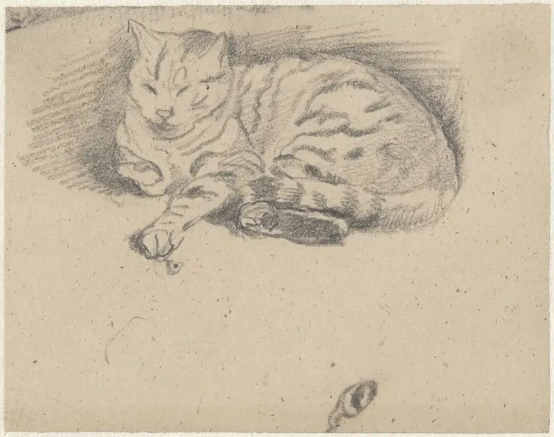 Liggende kat, met een poot naar voren Wall Art by Guillaume Anne van der Brugghen - High-Resolution Digital Print