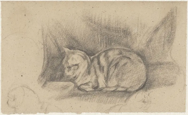 Liggende kat naar links Wall Art by Guillaume Anne van der Brugghen - High-Resolution Digital Print