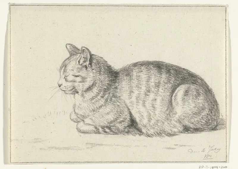 Liggende kat, naar links Wall Art by Jean Bernard - High-Resolution Digital Print