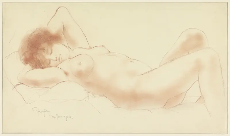 Liggende naakte vrouw, de armen onder het hoofd Wall Art by Armand Rassenfosse - High-Resolution Digital Print