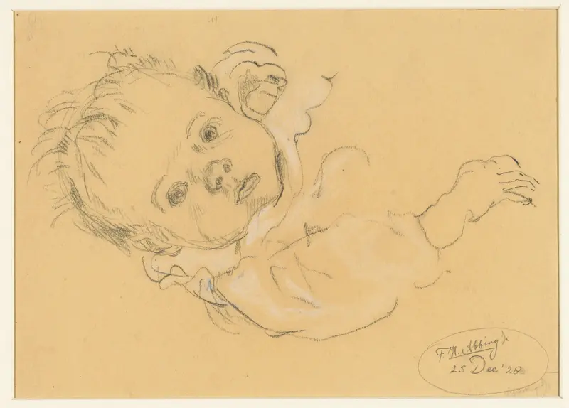 Liggende naar boven kijkende baby Wall Art by Unknown - High-Resolution Digital Print