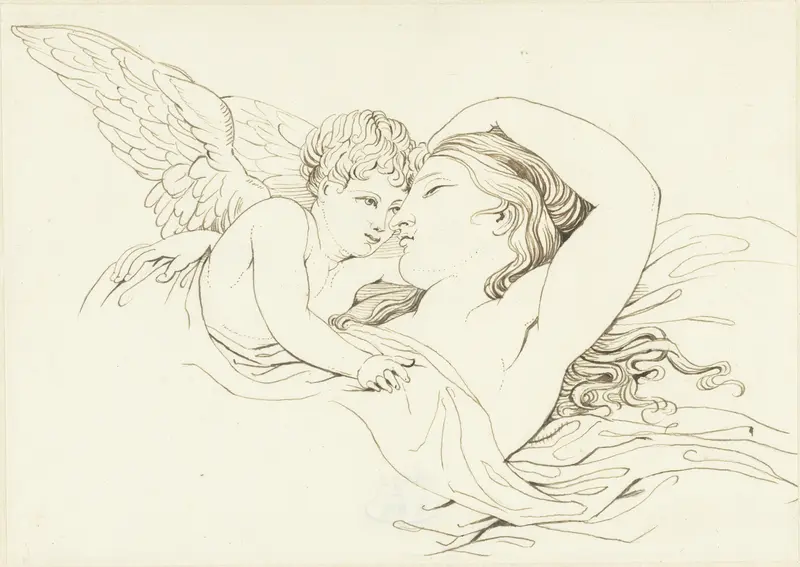 Liggende Venus met Cupido Wall Art by David Pièrre Giottino Humbert de Superville - High-Resolution Digital Print