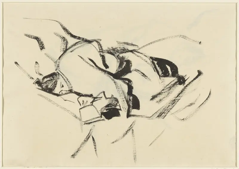 Liggende vrouw, in kussens, met een boek Wall Art by Rik Wouters - High-Resolution Digital Print