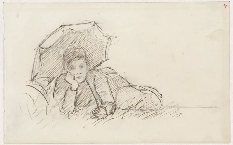 Liggende vrouw met parasol