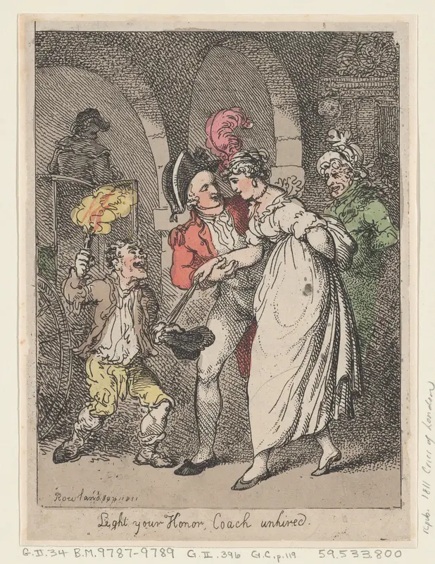 Light Your Honor, Coach unhired Wall Art by Thomas Rowlandson - High-Resolution Digital Print