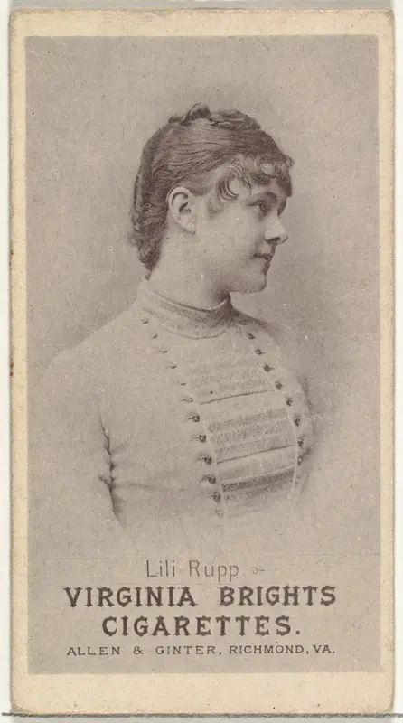 Lili Rupp, from the Actresses series (N67) promoting Virginia Brights Cigarettes for Allen & Ginter brand tobacco products Wall Art by Allen & Ginter - High-Resolution Digital Print