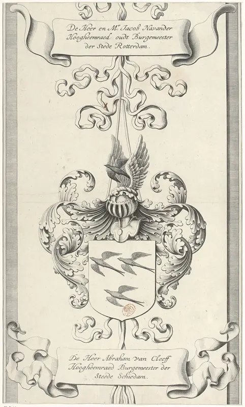 Linker wapenrand van een kaart van het Hoogheemraadschap van Schieland (middelste deel) Wall Art by Johannes Vinckboons - High-Resolution Digital Print