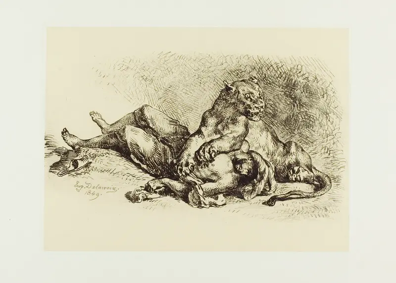 Lioness Tearing at the Chest of an Arab