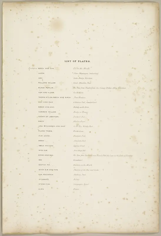 List of Plates, from The Park and the Forest Wall Art by James Duffield Harding - High-Resolution Digital Print