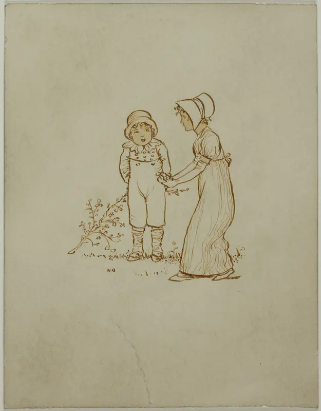 Little Boy and Girl Wall Art by Kate Greenaway - High-Resolution Digital Print