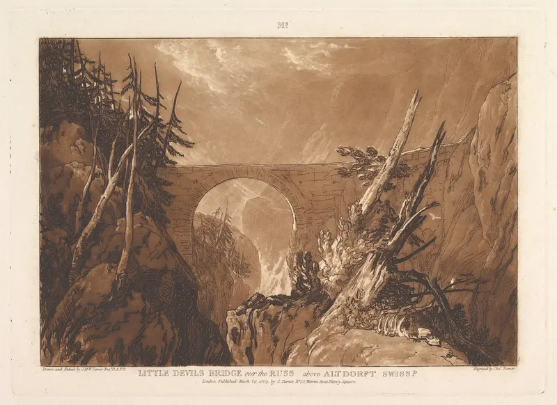 Little Devil's Bridge over the Russ, above Altdorft, Switzerland (Liber Studiorum, part IV, plate 19) Wall Art by Joseph Mallord William Turner - High-Resolution Digital Print