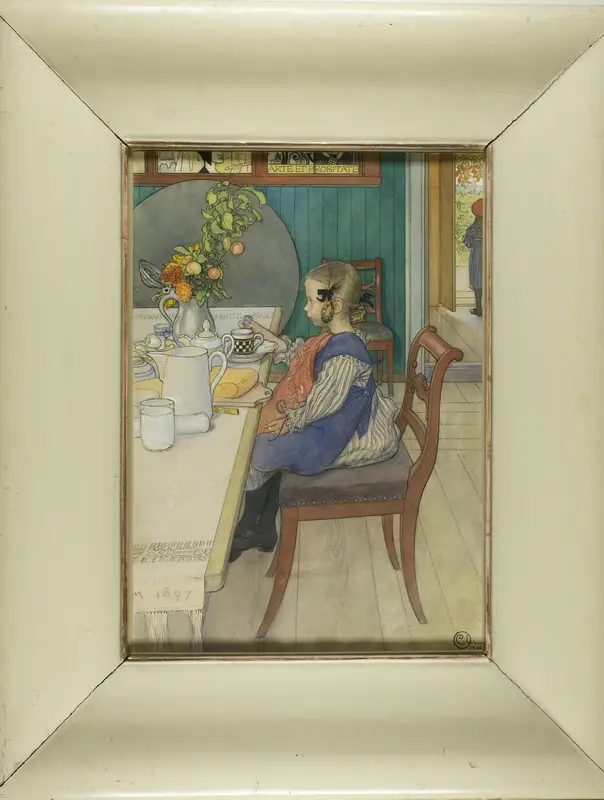 Little Lie-A-Bed's Sad Breakfast Wall Art by Carl Olof Larsson - High-Resolution Digital Print