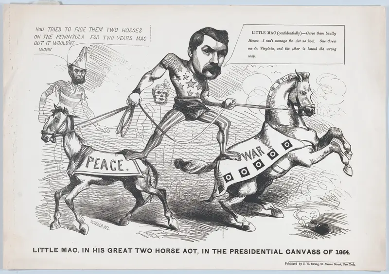 Little Mac, in His Great Two Horse Act, in the Presendential Canvass of 1864 by Justin H. Howard - High-Resolution Digital Print