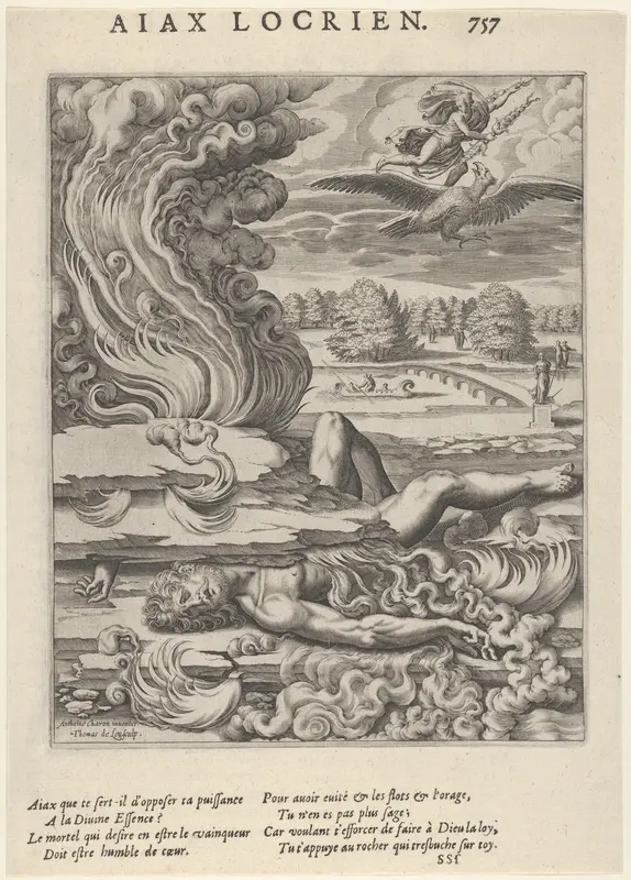 Locrian Ajax (Ajax Locrien), from "Les Images ou Tableaux de platte peinture des deux Philostrates Sophistes grecs..." Wall Art by Thomas de Leu - High-Resolution Digital Print