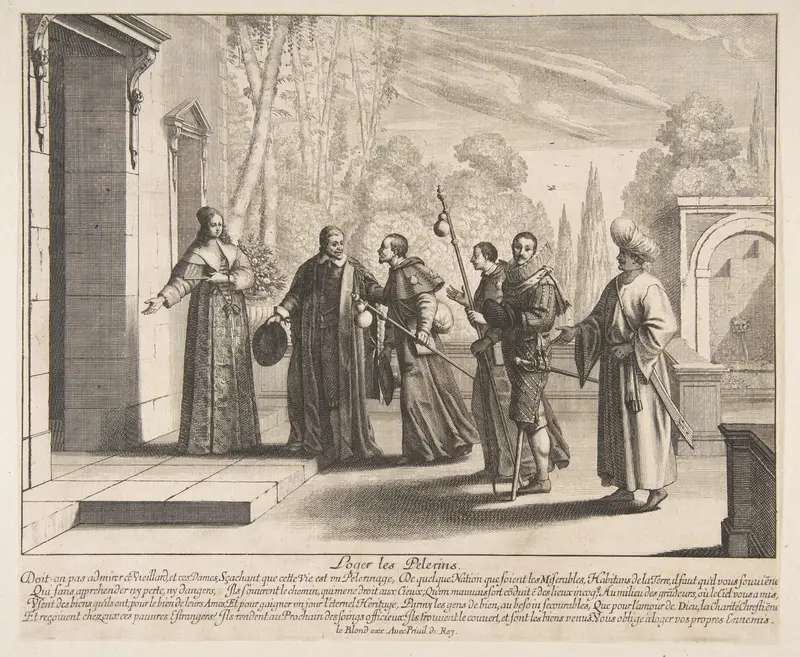Lodging Pilgrims, from "Acts of Mercy" (Les Oeuvres de Miséricorde) Wall Art by Abraham Bosse - High-Resolution Digital Print