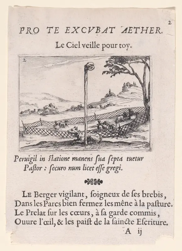 L'Oeil Vigilant (The Vigilant Eye), plate 2 from "Lux Claustri ou La Lumière du Cloitre" (The Light of the Cloisters) Wall Art by Jacques Callot - High-Resolution Digital Print