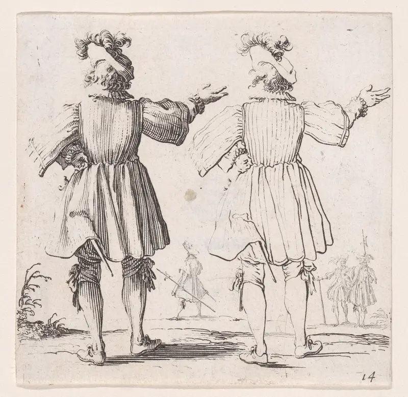 L'Officier a la Collerette Vu de Dos (The Officer with the Hackle Seen from Behind), plate 14 from "Varie Figure" (Various Figures) Wall Art by Jacques Callot - High-Resolution Digital Print