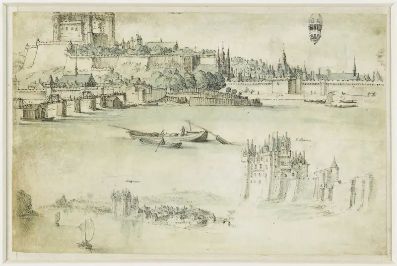 Loire-landschap met de kastelen Saumur en Montsoreau Wall Art by anonymous - High-Resolution Digital Print