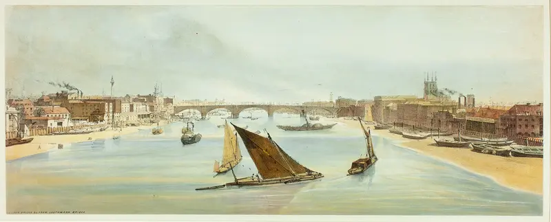 London Bridge, from Southwark Bridge, plate four from Original Views of London as It Is Wall Art by Thomas Shotter Boys - High-Resolution Digital Print