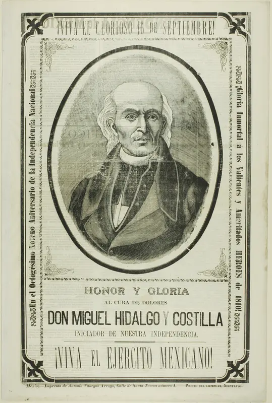 Long Live the Glorious 16th of September! Honor and Glory to the Priest from Dolores Don Miguel Hidalgo y Castilla, Initiator of our Independence. Long Live the Mexican Army! Wall Art by José Guadalupe Posada - High-Resolution Digital Print