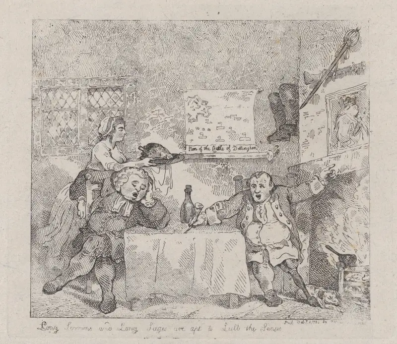 Long Sermons and Long Sieges are apt to Lull the Senses Wall Art by Thomas Rowlandson - High-Resolution Digital Print