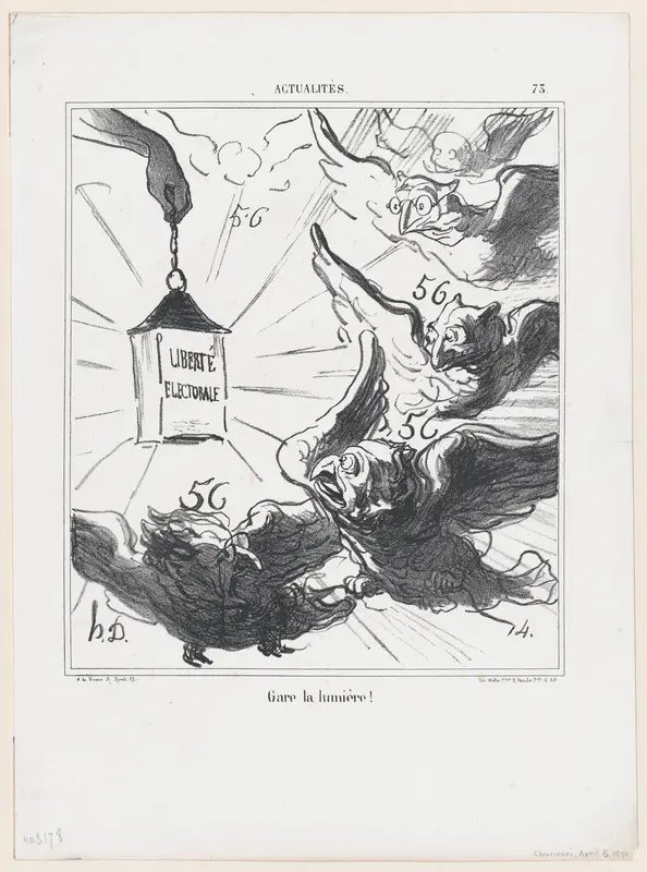 Look out for the light!, from 'News of the day,' published in "Le Charivari" Wall Art by Honoré Daumier - High-Resolution Digital Print