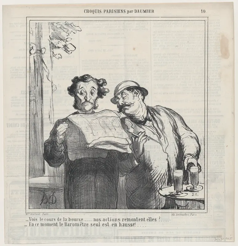 Look, the quotations from the stock exchange... are our shares going up?, from 'Parisian Sketches,' published in Le Charivari, July 21, 1865 Wall Art by Honoré Daumier - High-Resolution Digital Print