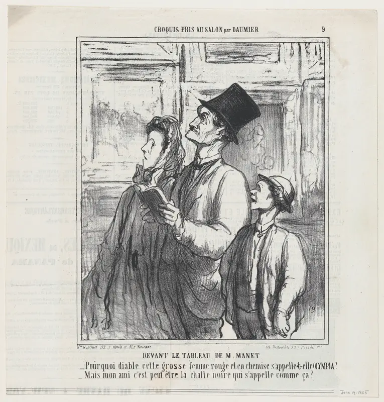 Looking at a Manet painting, from 'Sketches from the Salon,' published in Le Charivari, June 19, 1865 Wall Art by Honoré Daumier - High-Resolution Digital Print