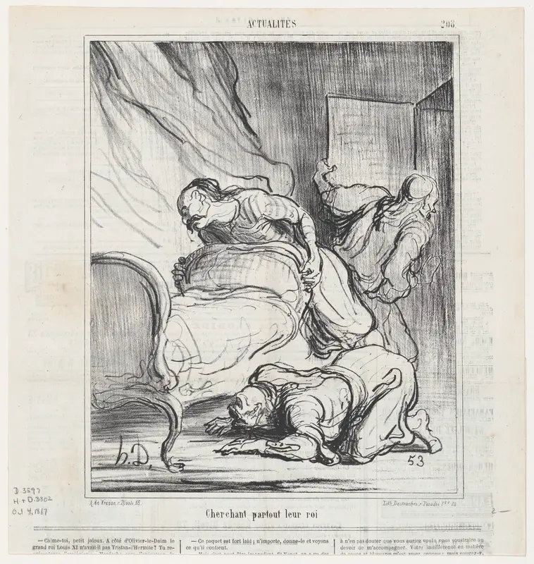 Looking everywhere for their king, from 'News of the day,' published in Le Charivari, October 4, 1867 Wall Art by Honoré Daumier - High-Resolution Digital Print