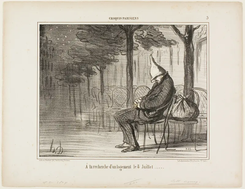 Looking for an Overnight Accommodation on the Eighth of July, plate 5 from Croquis Parisiens