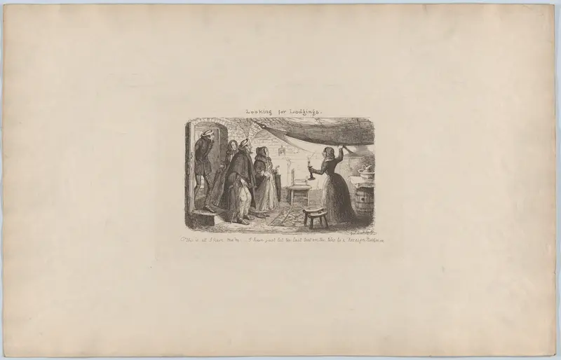 Looking for Lodgings Wall Art by George Cruikshank - High-Resolution Digital Print