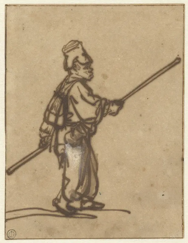 Lopende jongen met een stok Wall Art by Rembrandt van Rijn - High-Resolution Digital Print