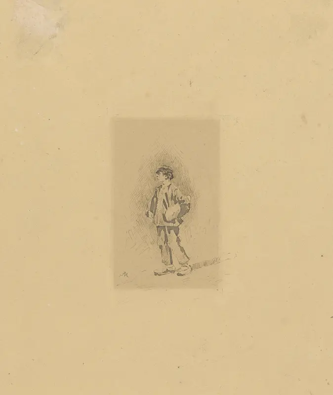 Lopende jongen naar links, een fles in de rechterarm, een brood (?) onder de linker Wall Art by Jean Louis Ernest Meissonier - High-Resolution Digital Print