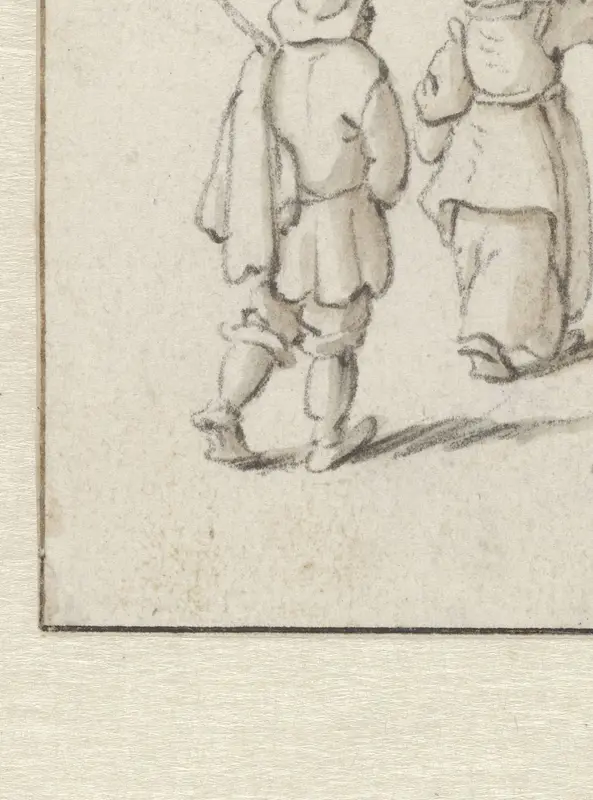 Lopende man en vrouw Wall Art by Herman Saftleven - High-Resolution Digital Print
