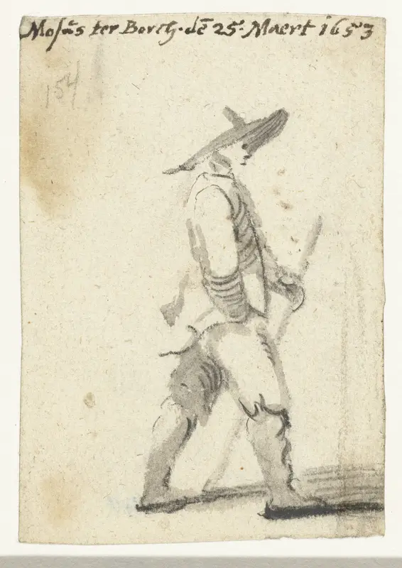 Lopende man, in profiel naar rechts Wall Art by Unknown - High-Resolution Digital Print