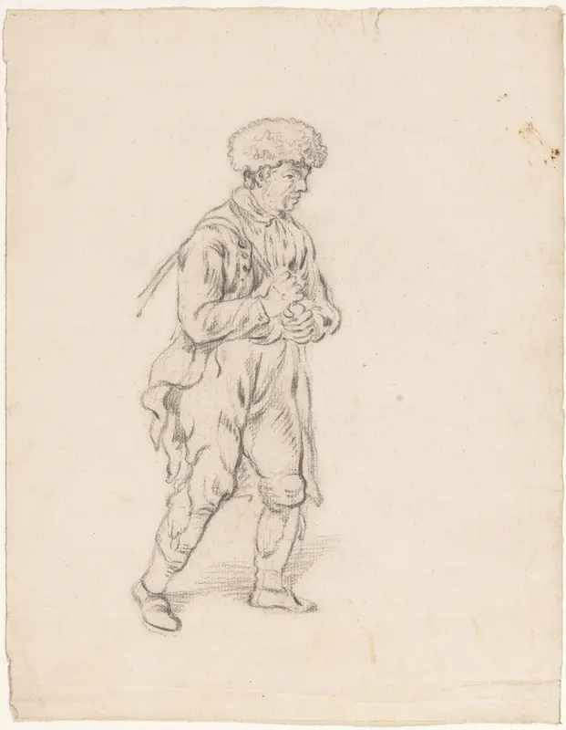 Lopende man met riem over de schouder Wall Art by anonymous - High-Resolution Digital Print