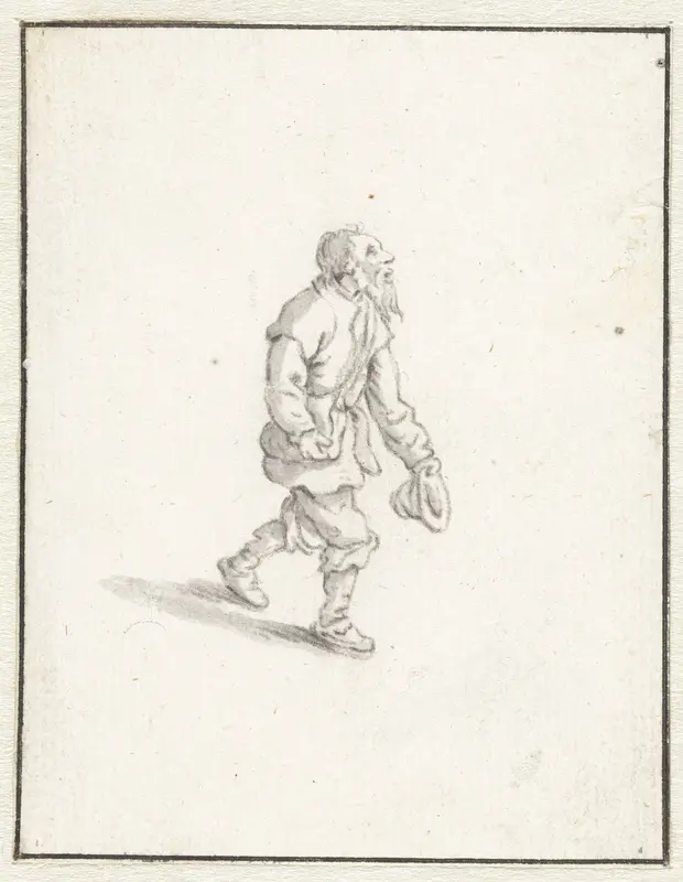Lopende man met zijn hoed in zijn hand Wall Art by Herman Saftleven - High-Resolution Digital Print