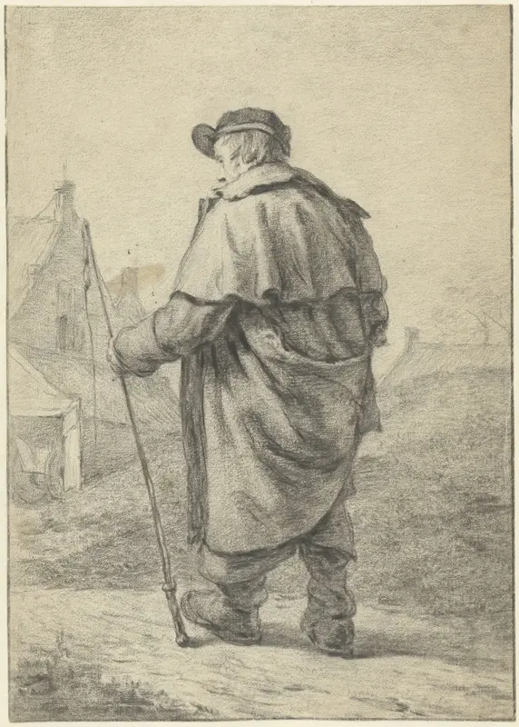 Lopende man met zweep Wall Art by Willem Albertus Haanebrink - High-Resolution Digital Print
