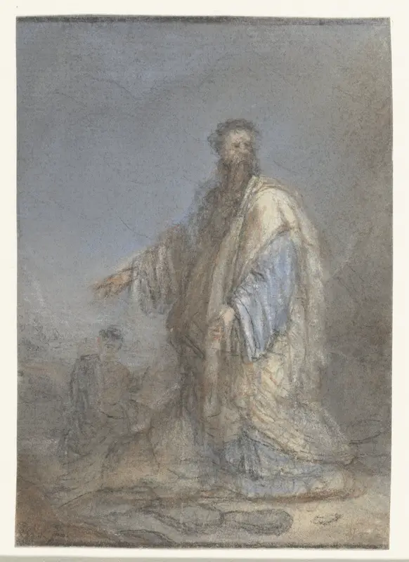 Lopende man, naar links met uitgestrekte armen Wall Art by anonymous - High-Resolution Digital Print
