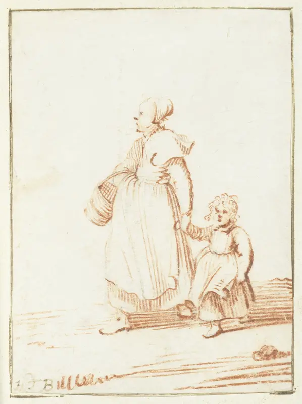Lopende vrouw met een kind aan de hand Wall Art by Harmen ter Borch - High-Resolution Digital Print