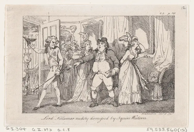 Lord Tellamar Rudely Dismissed by Squire Western, from "The History of Tom Jones, a Foundling" Wall Art by Thomas Rowlandson - High-Resolution Digital Print