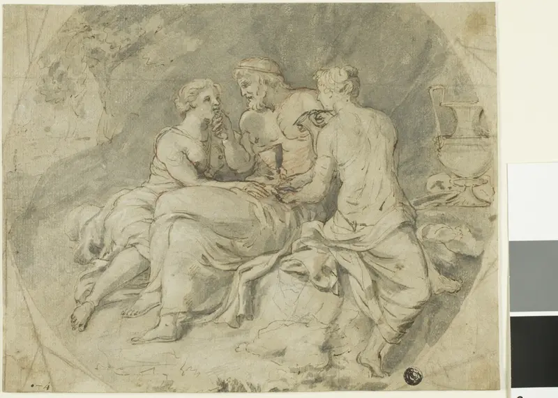 Lot and His Daughters Wall Art by Follower of Charles Le Brun - High-Resolution Digital Print